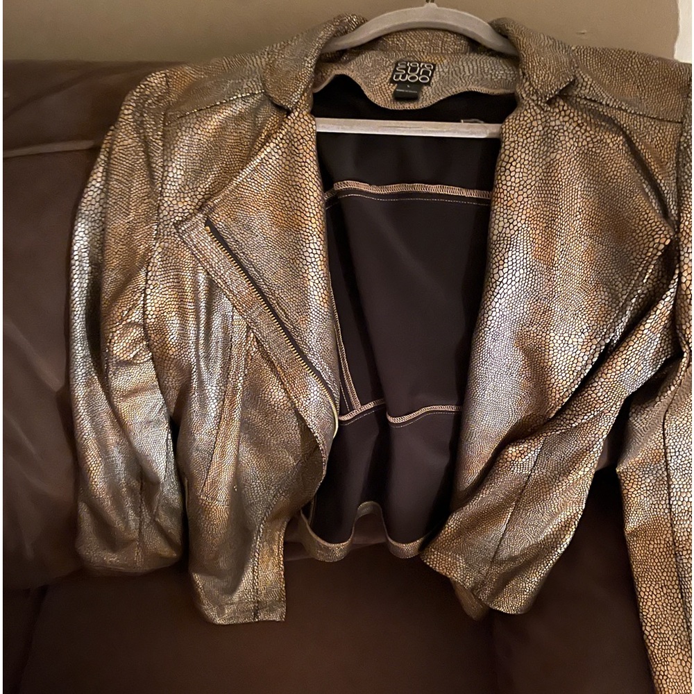 Faux soft metallic leather jacket